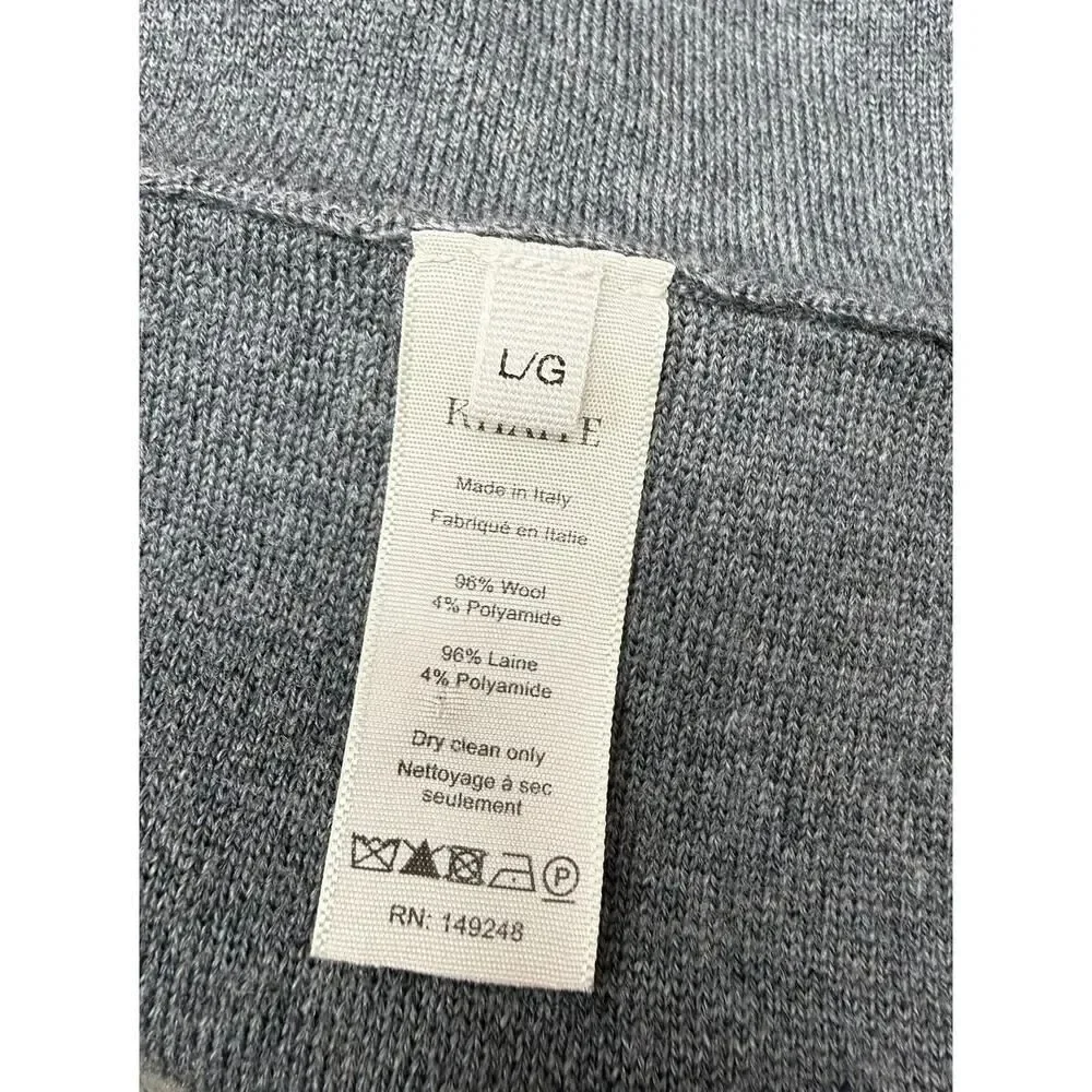 KHAITE Clarice Gray Wool Turtleneck Mini Dress L Fit Flare Luxe